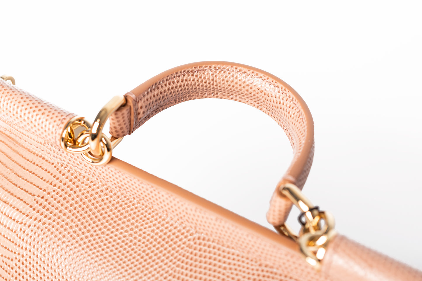 Dolce & Gabbana Beige Lizard Embossed Leather Medium Miss Sicily Top Handle Bag