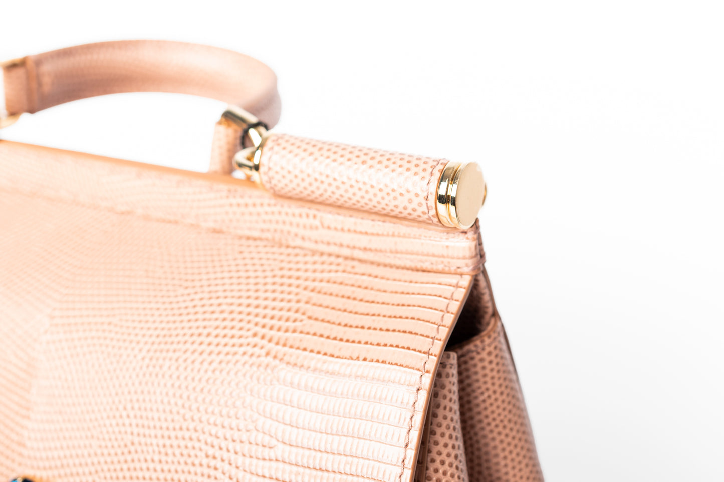 Dolce & Gabbana Beige Lizard Embossed Leather Medium Miss Sicily Top Handle Bag