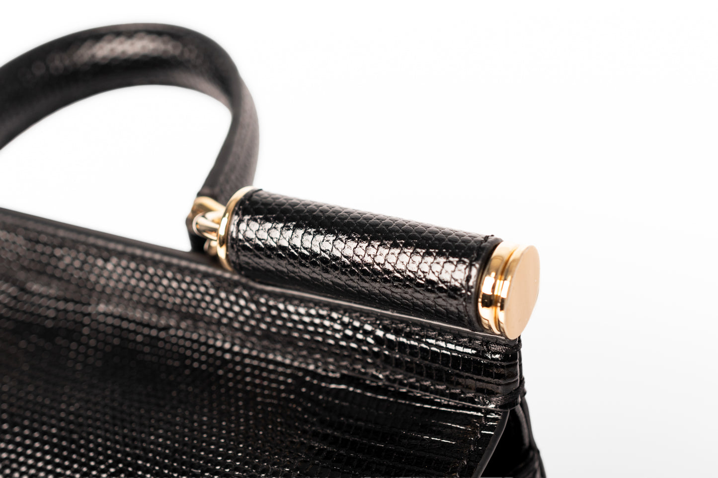 Dolce & Gabbana Black Lizard Embossed Leather Medium Miss Sicily Top Handle Bag