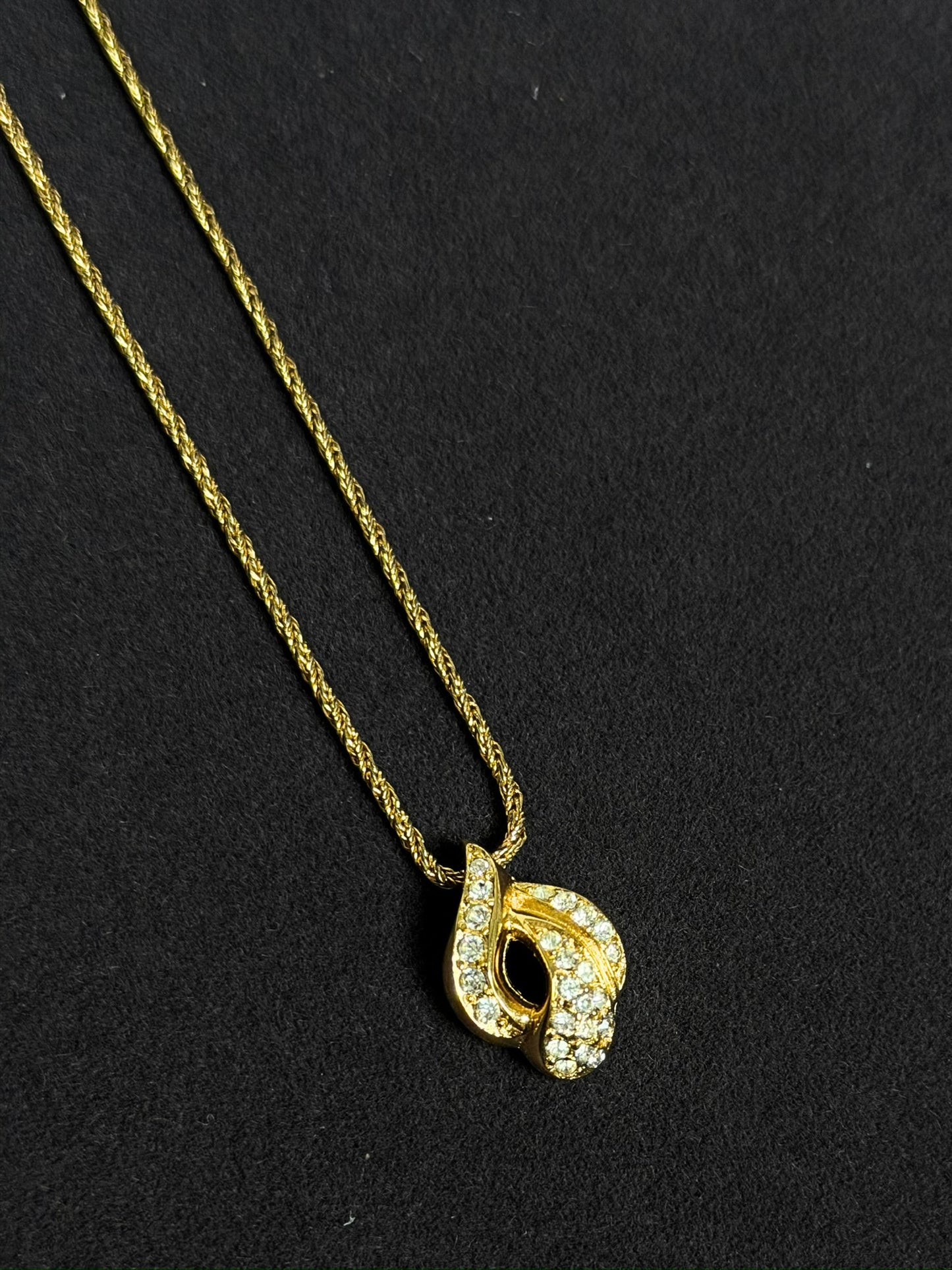 Christian Dior Vintage Rhinestone Gold-Tone Necklace & Earring Set
