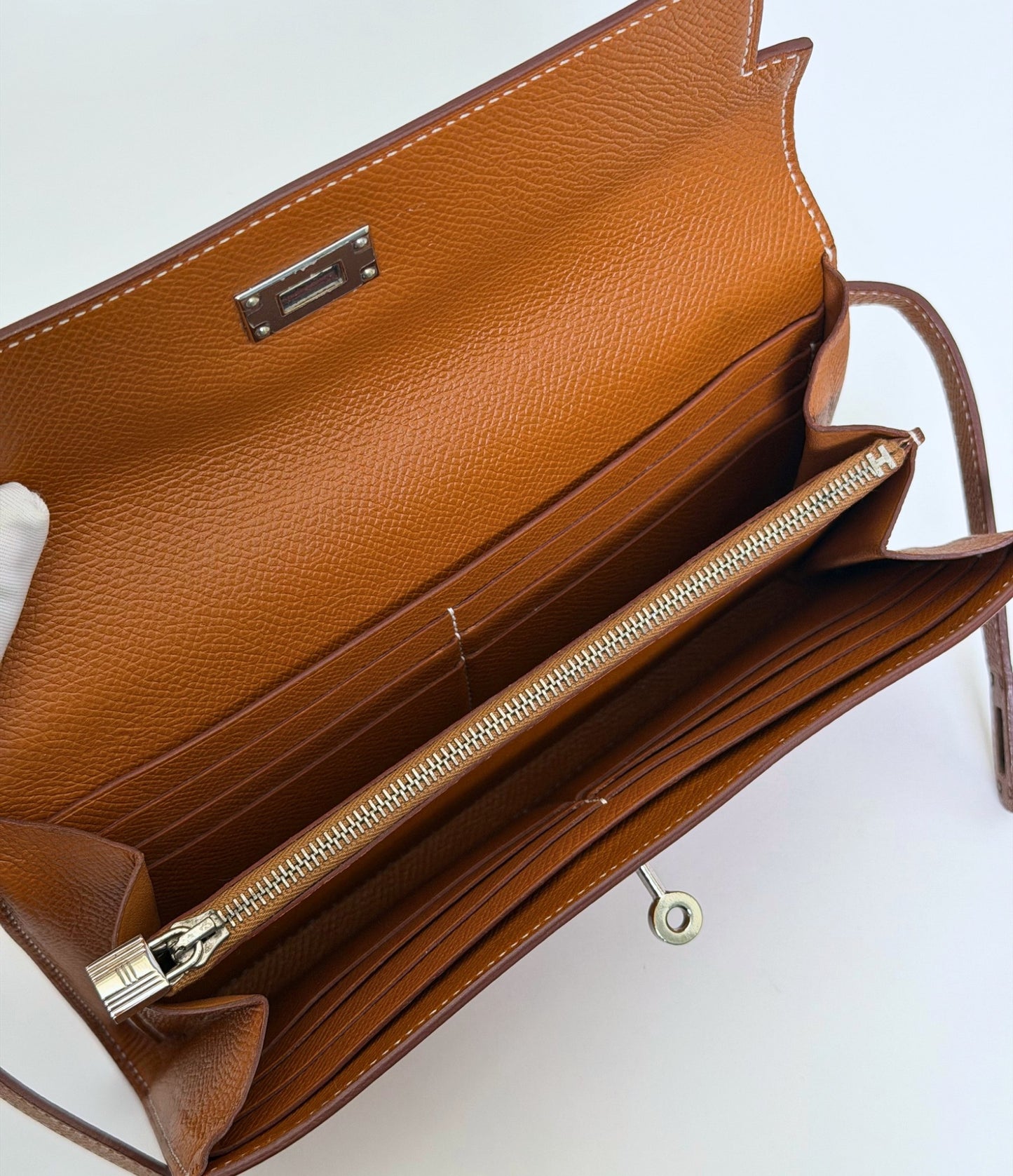 Hermes Kelly Wallet Caramel epsom leather