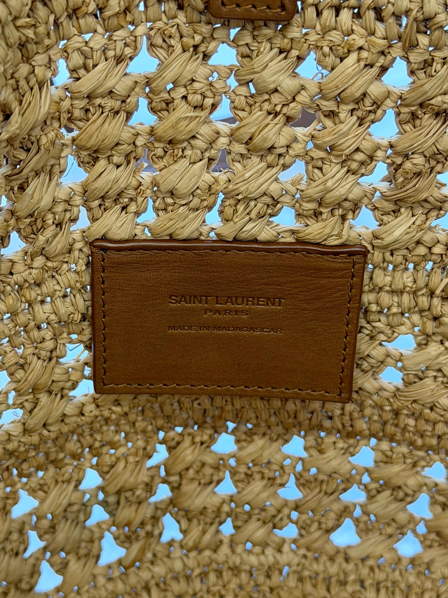 Saint Laurent Paris Panier Raffia x leather Tote bag Beige