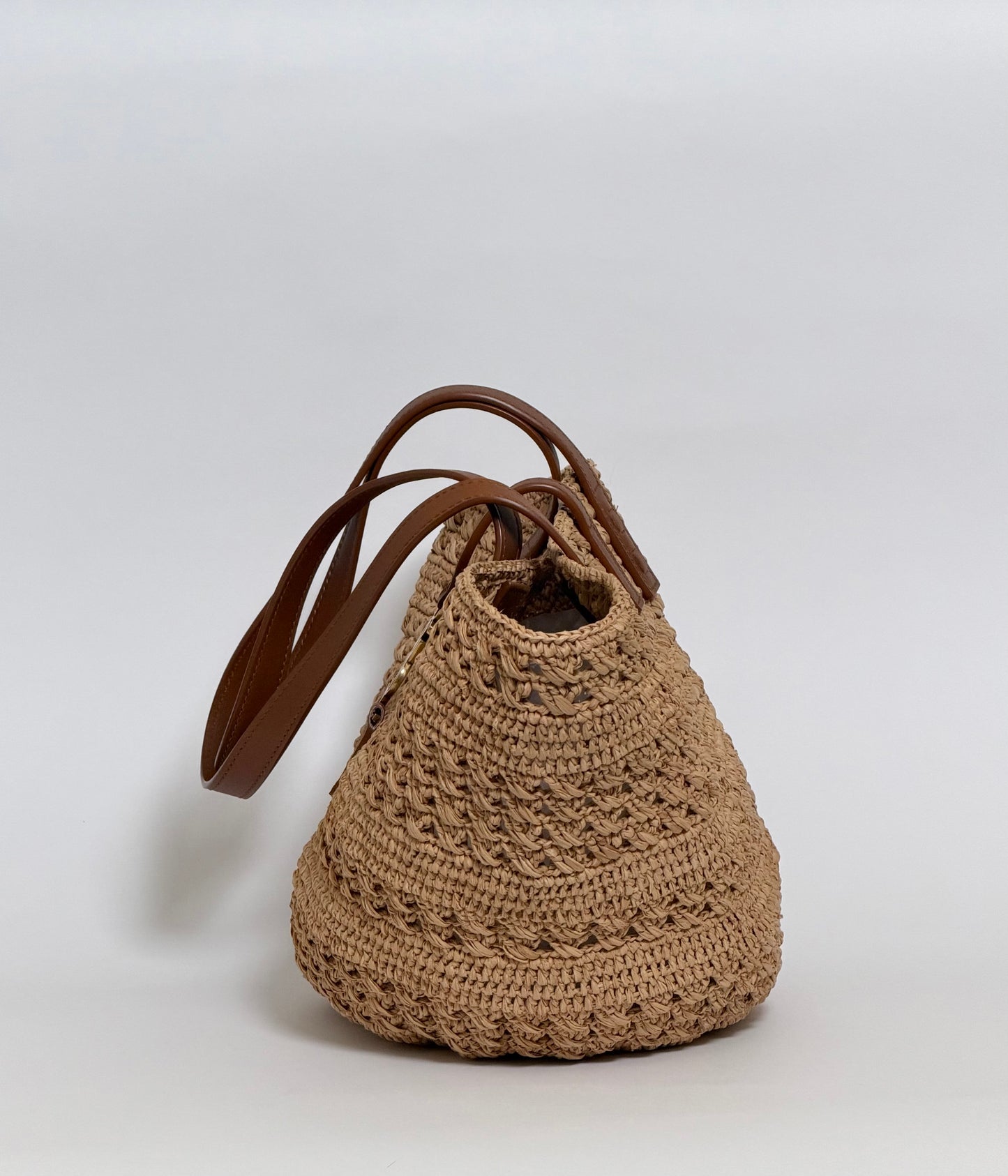 Saint Laurent Paris Panier Raffia x leather Tote bag Beige