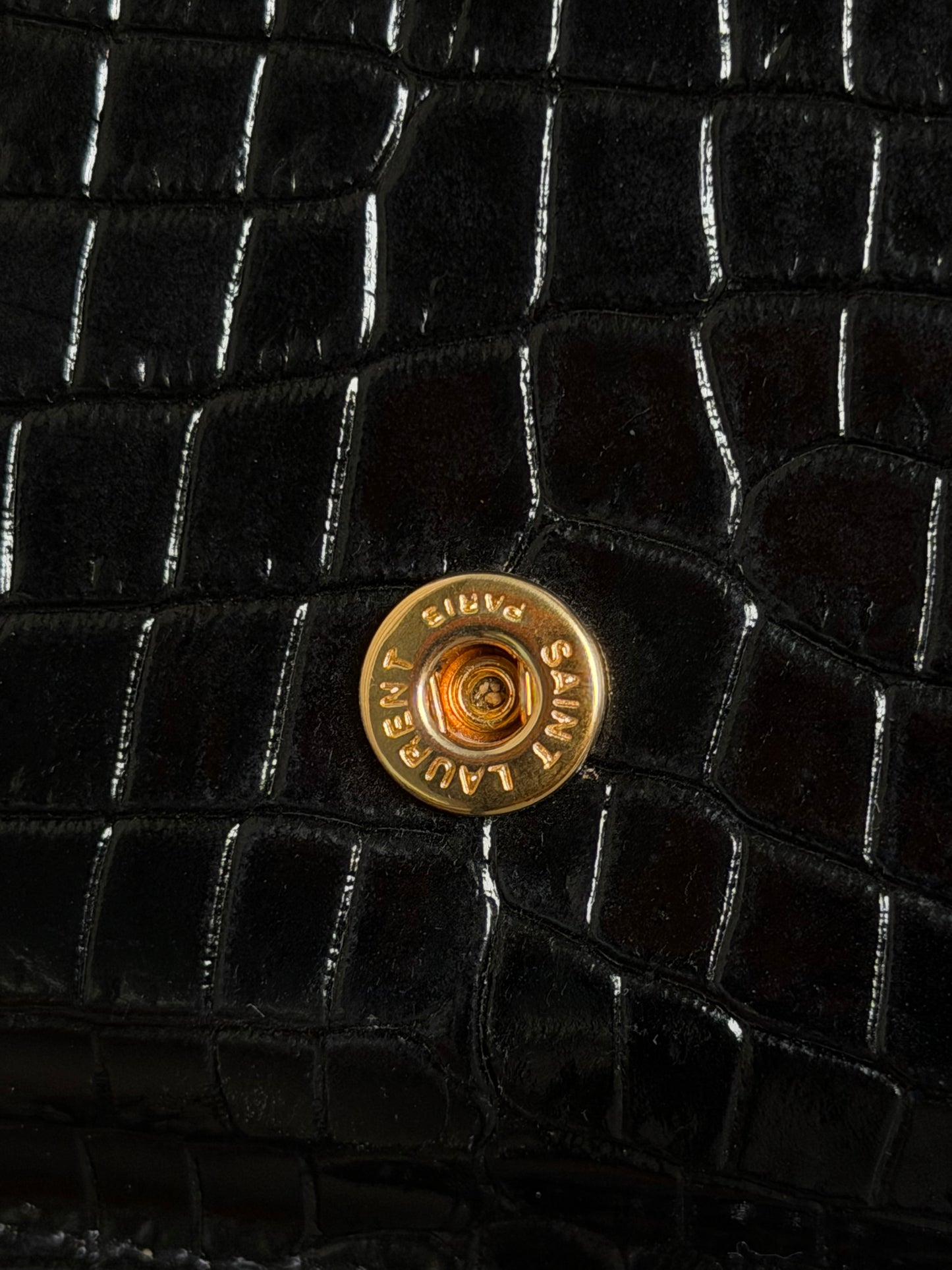 Saint Laurent Cassandre Bag Croc Embossed Leather Crossbody