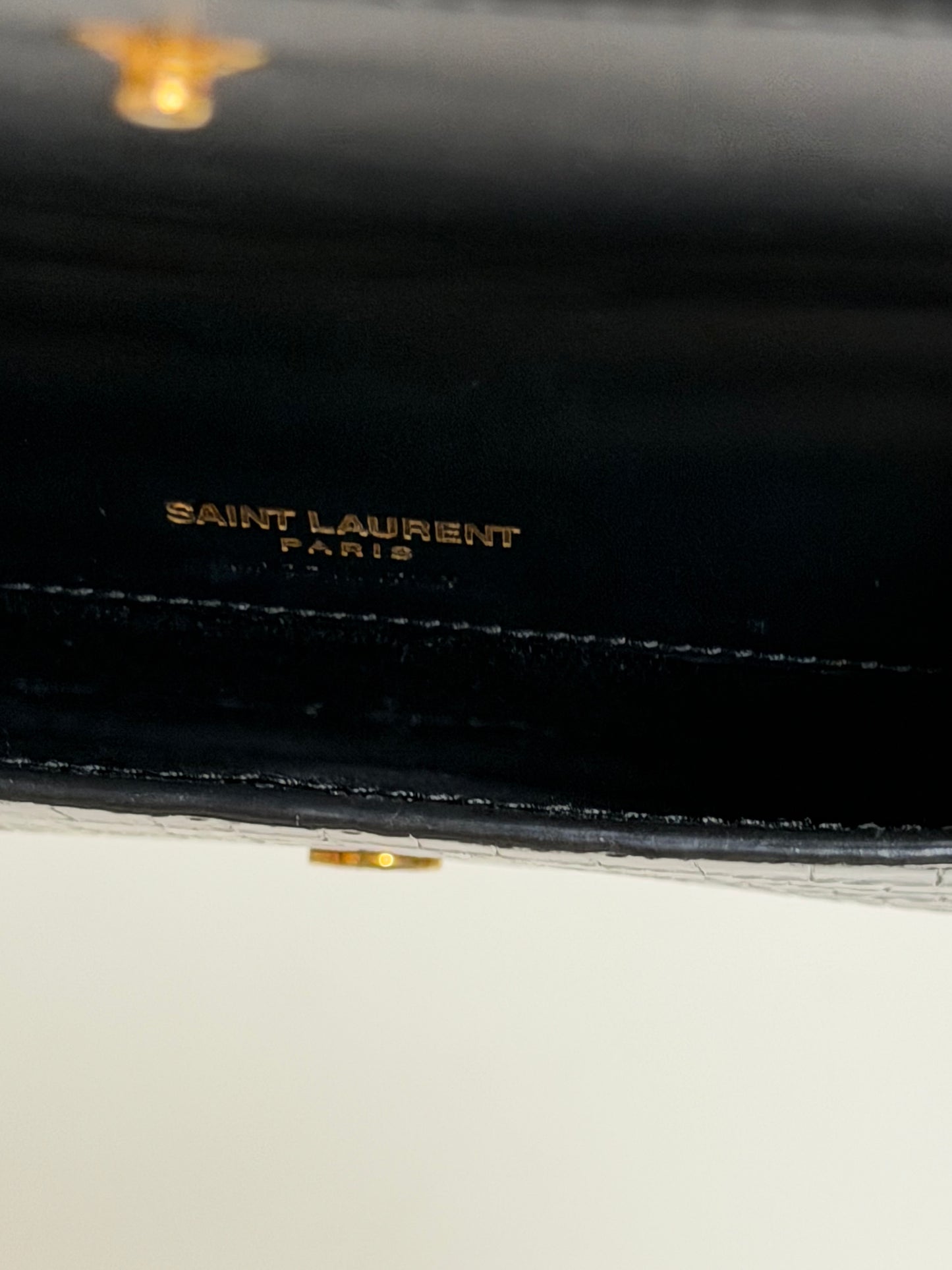 Saint Laurent Cassandre Bag Croc Embossed Leather Crossbody