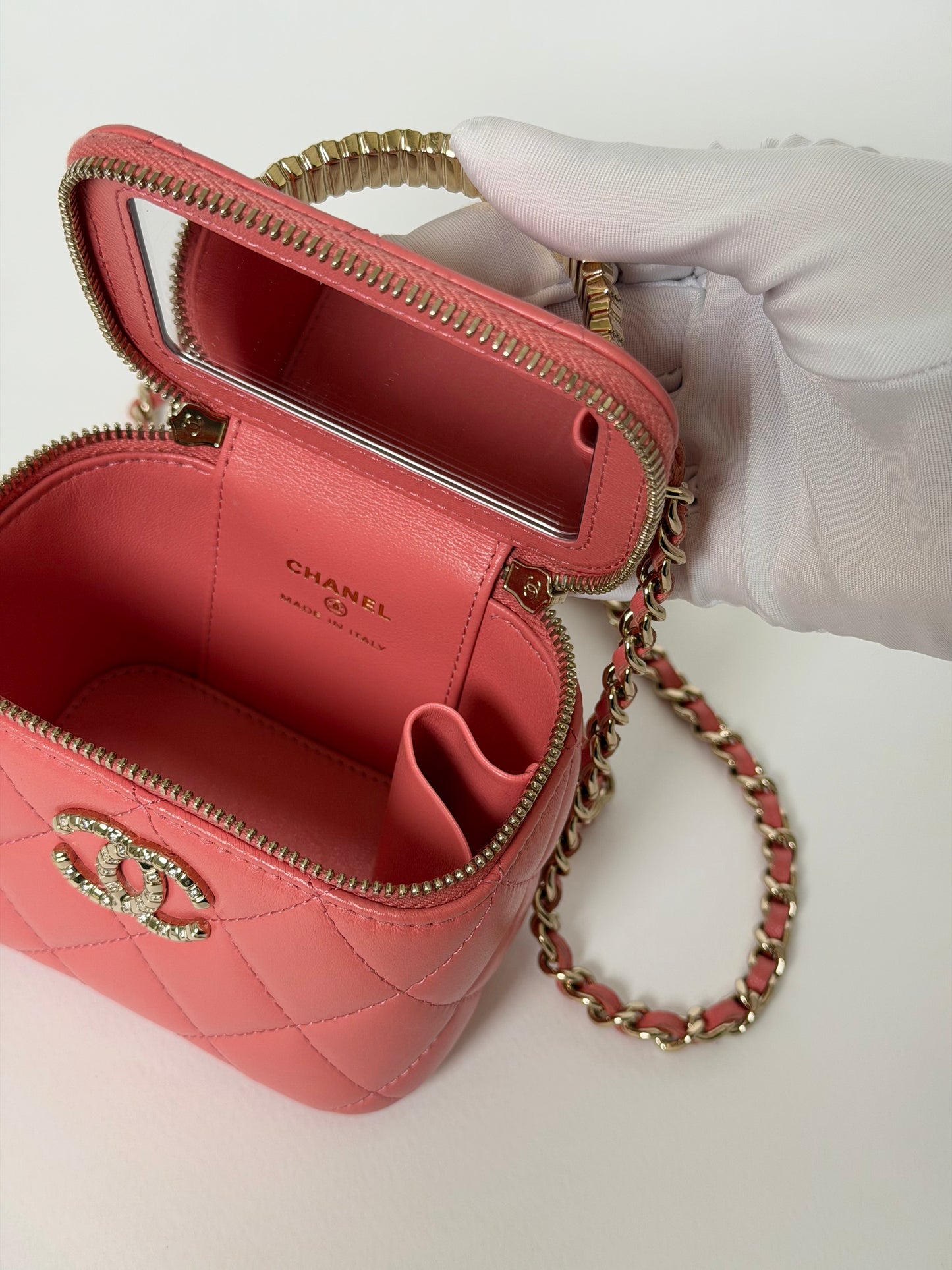 Chanel Quilted Lambskin Mini Vanity Bag with Handle