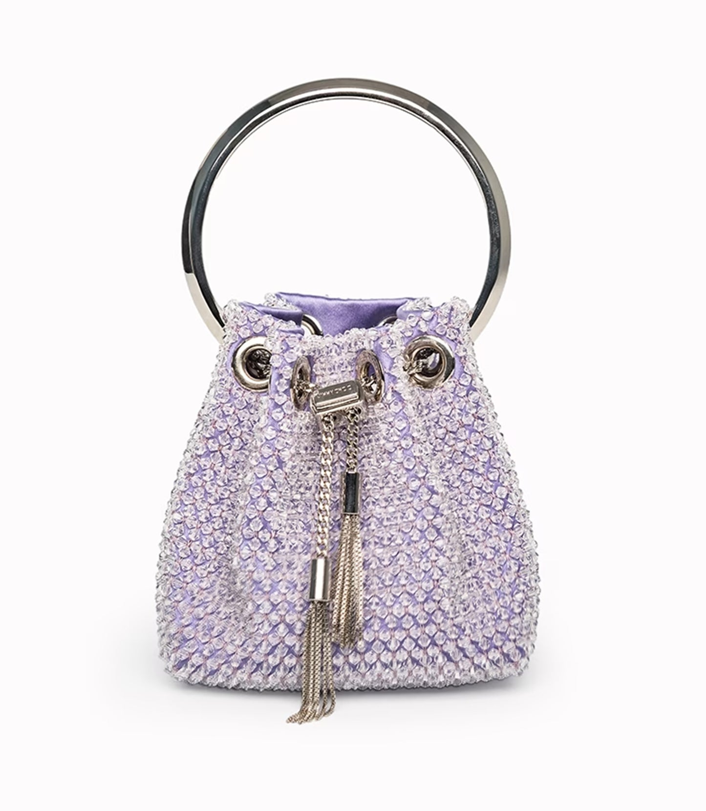Çanta kove Jimmy Choo Bon Bon Micro e stolisur me saten