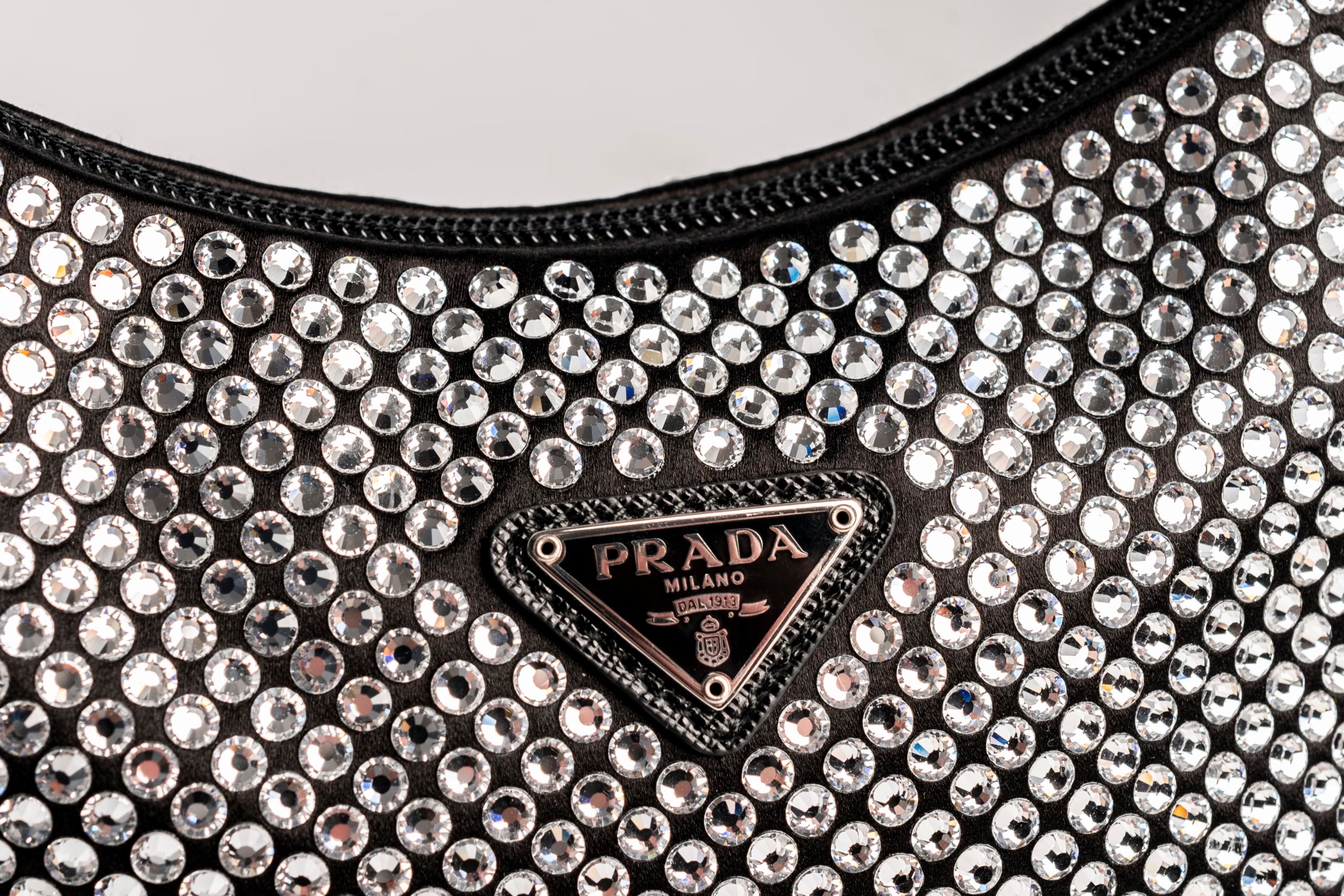 Prada Re-Edition mini satin bag with crystals
