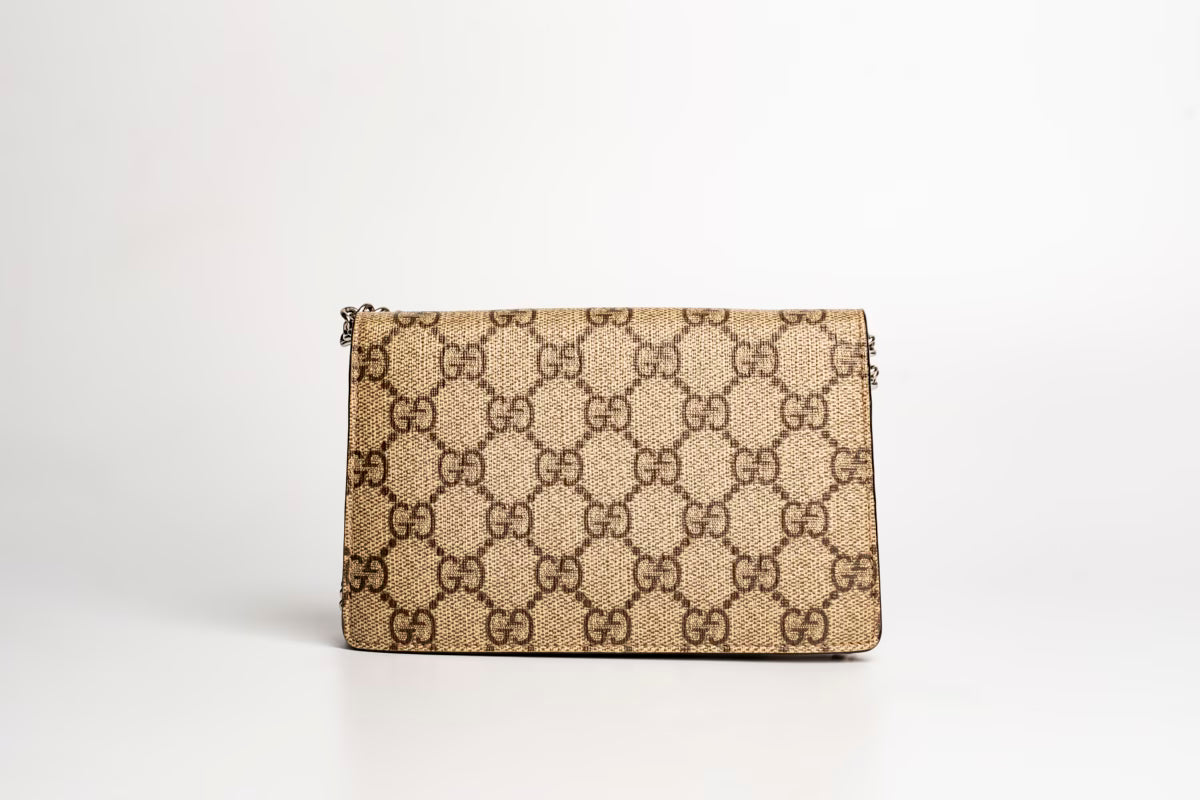 Gucci Portofol me Zinxhir Dionysus Supreme Bezhë