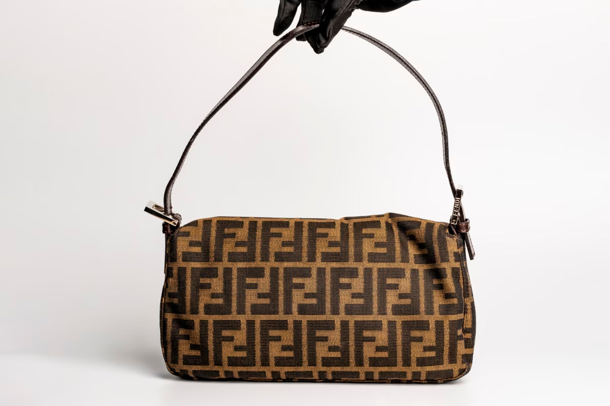 Çantë Fendi Mini Zucca Canvas Baguette