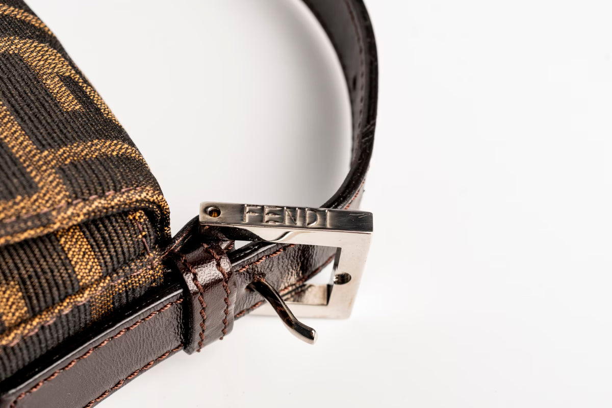 Çantë Fendi Mini Zucca Canvas Baguette