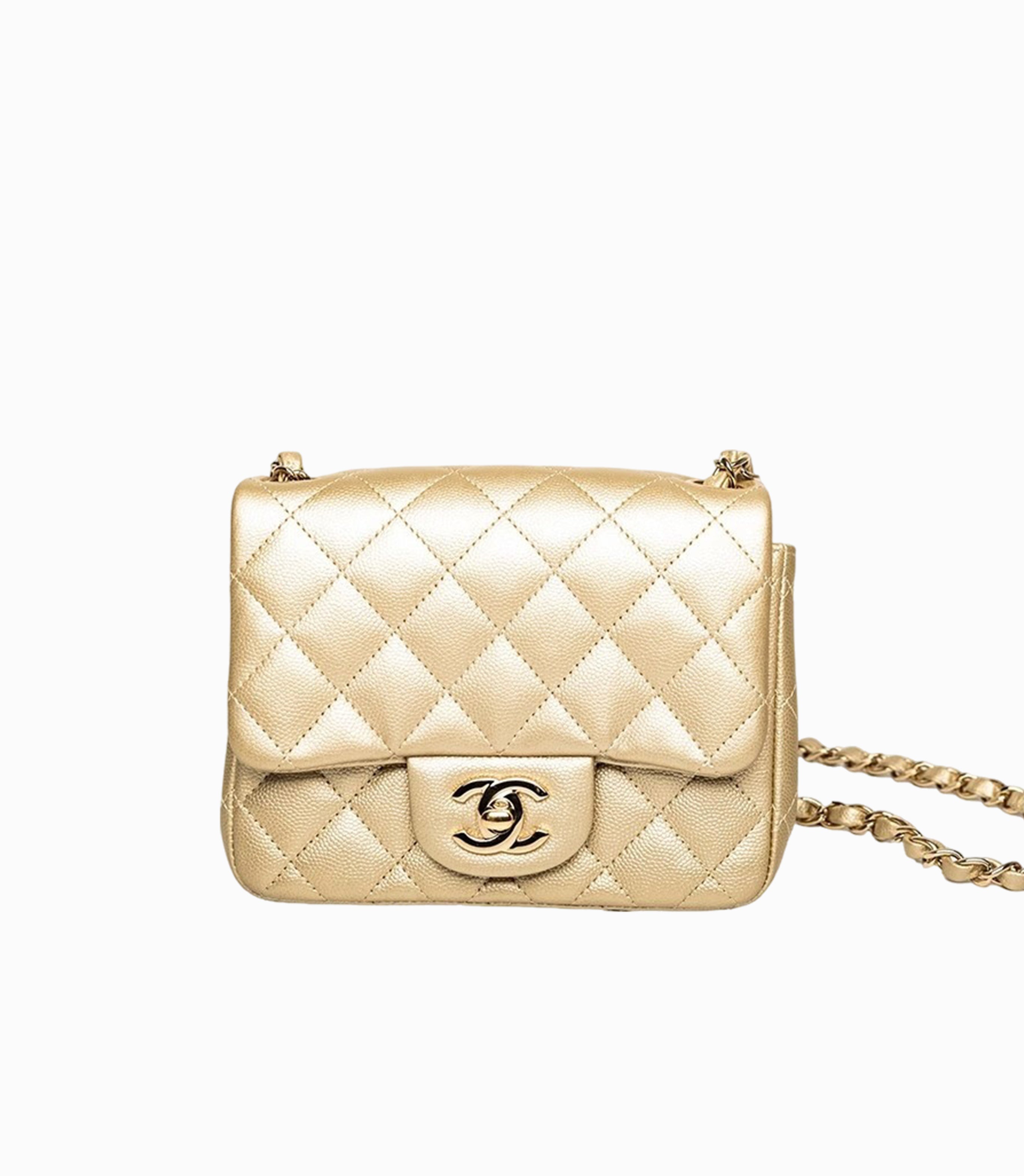 Chanel Square Classic Single Flap Bag Quilted Lambskin Mini
