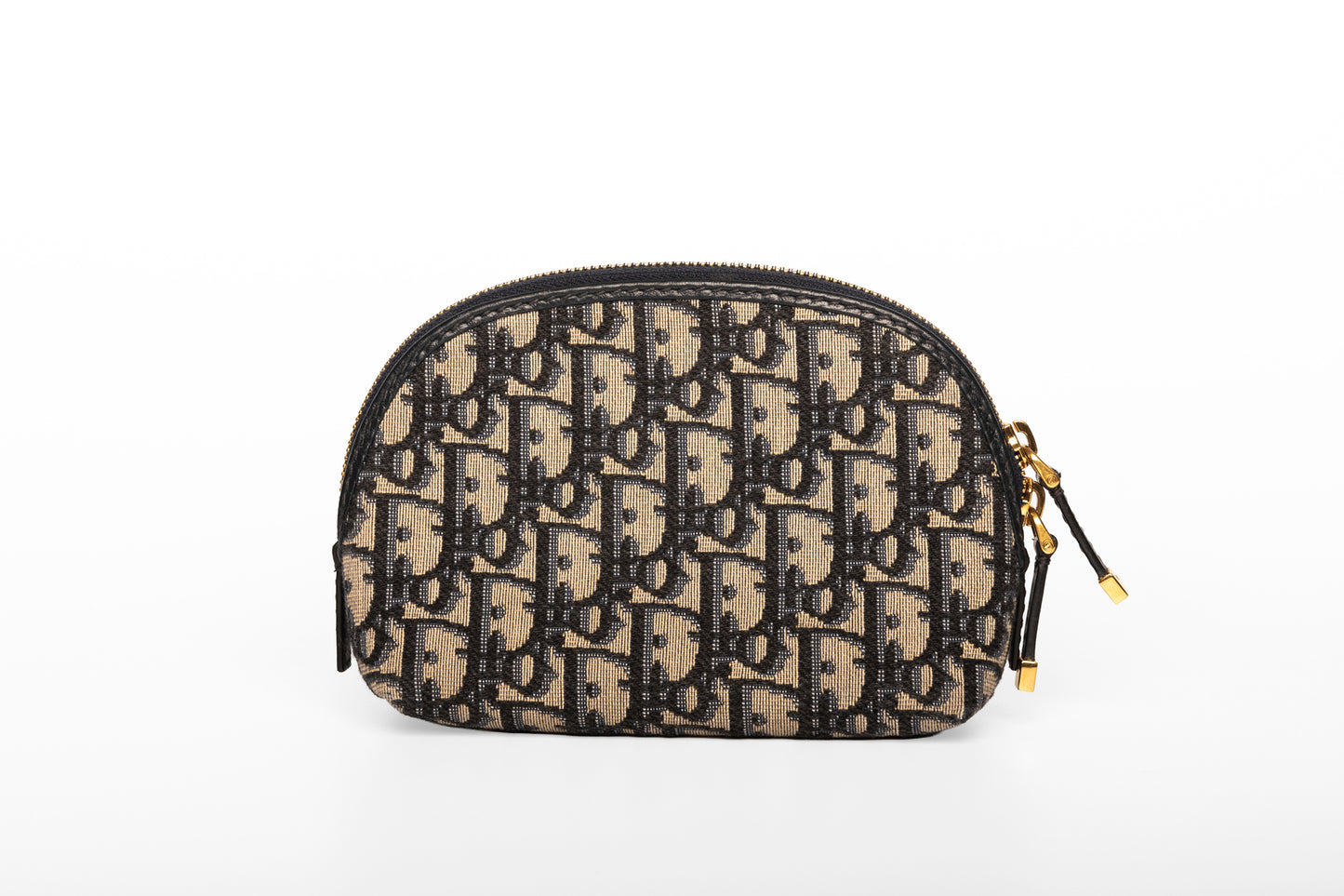 Dior Oblique Canvas & Leather Pouch Navy x Beige