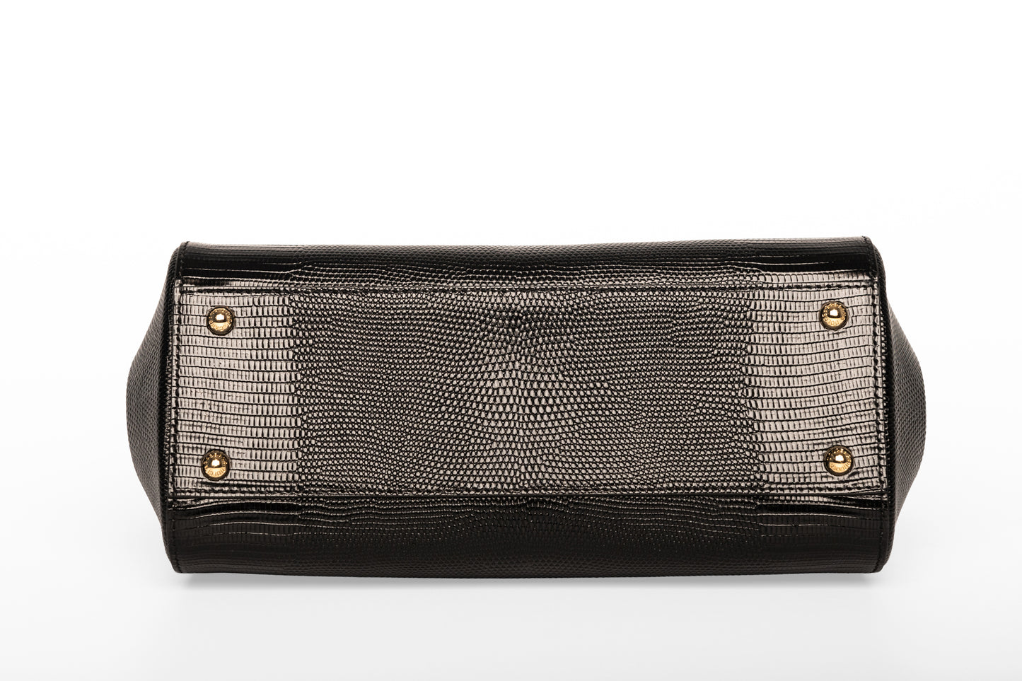 Dolce & Gabbana Black Lizard Embossed Leather Medium Miss Sicily Top Handle Bag
