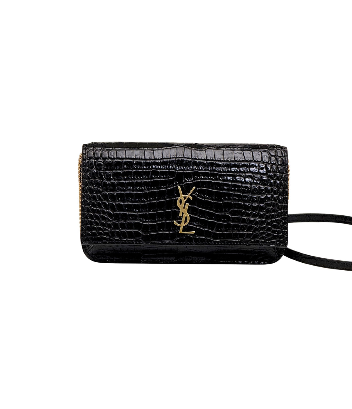 Saint Laurent Cassandre Bag Croc Embossed Leather Crossbody