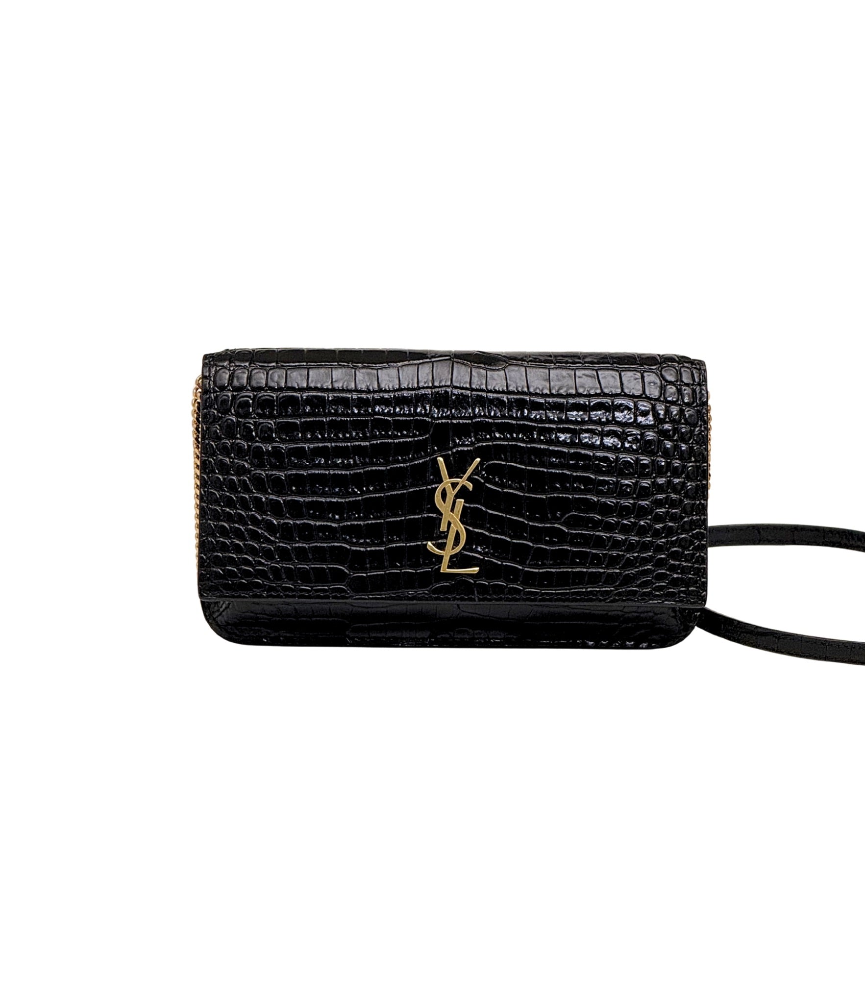 Saint Laurent Cassandre Bag Croc Embossed Leather Crossbody