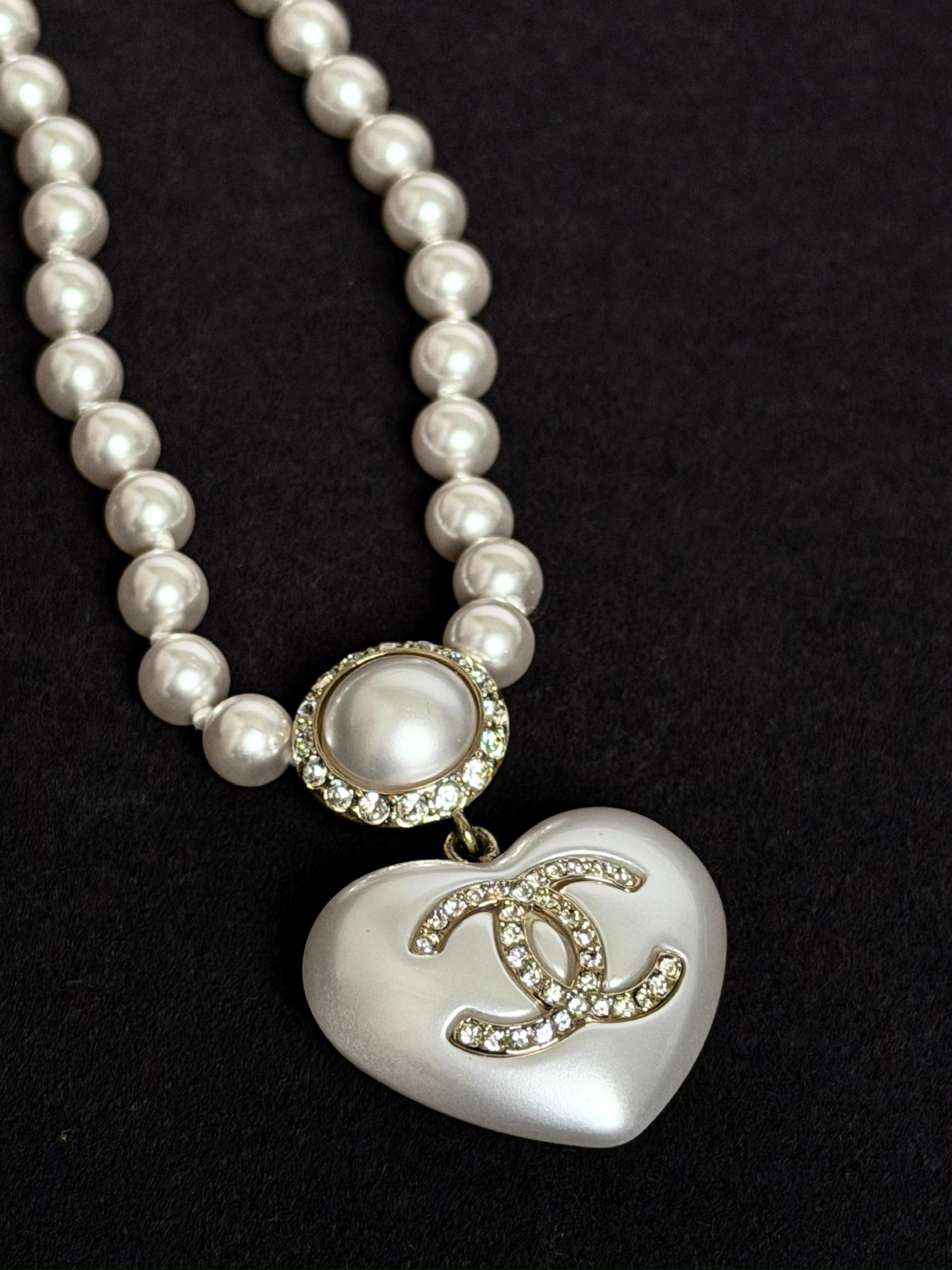 Chanel CC Heart Neclace and earrings set