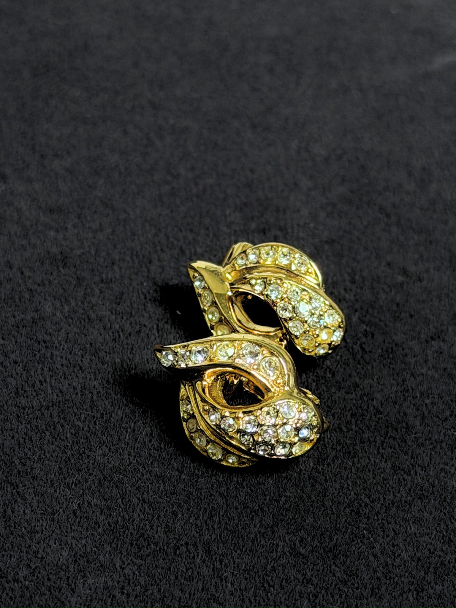 Christian Dior Vintage Rhinestone Gold-Tone Necklace & Earring Set