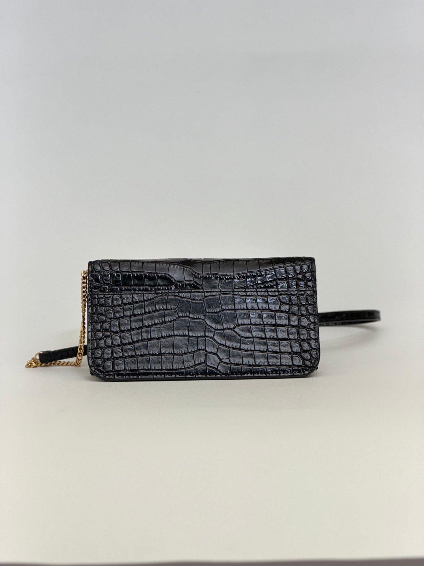 Saint Laurent Cassandre Bag Croc Embossed Leather Crossbody
