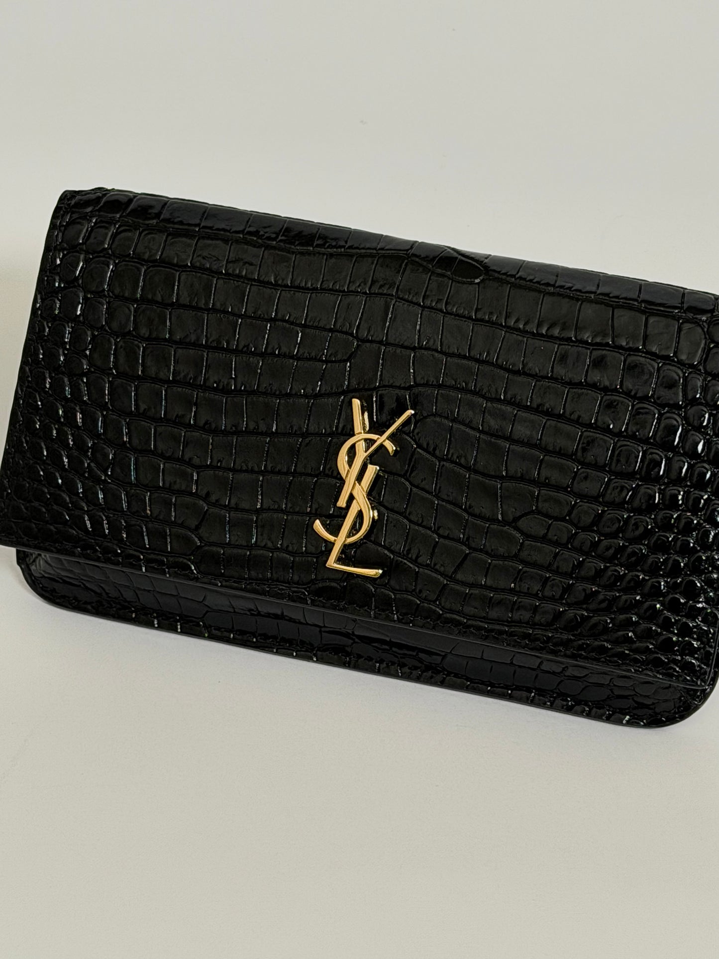 Saint Laurent Cassandre Bag Croc Embossed Leather Crossbody