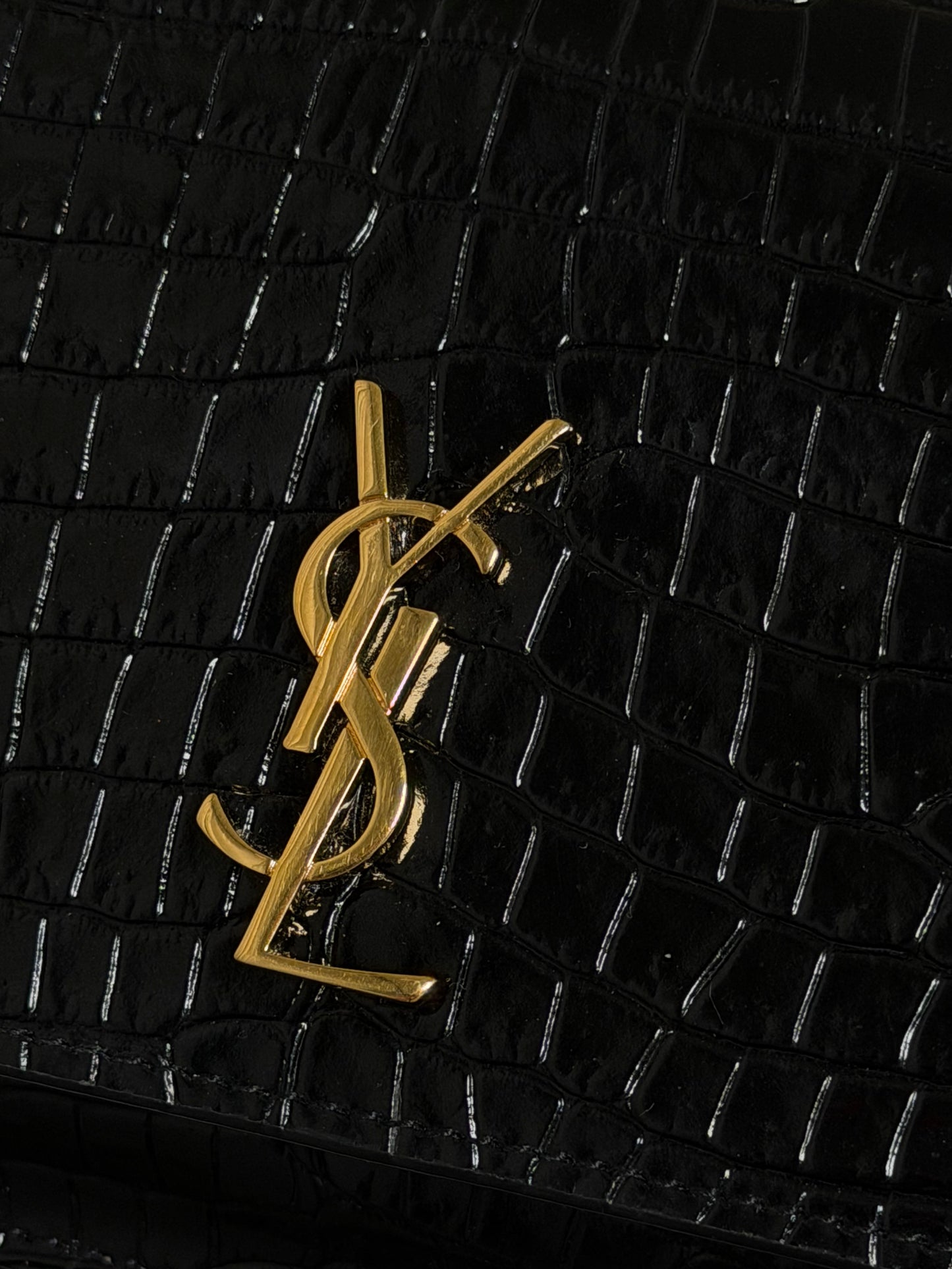 Saint Laurent Cassandre Bag Croc Embossed Leather Crossbody