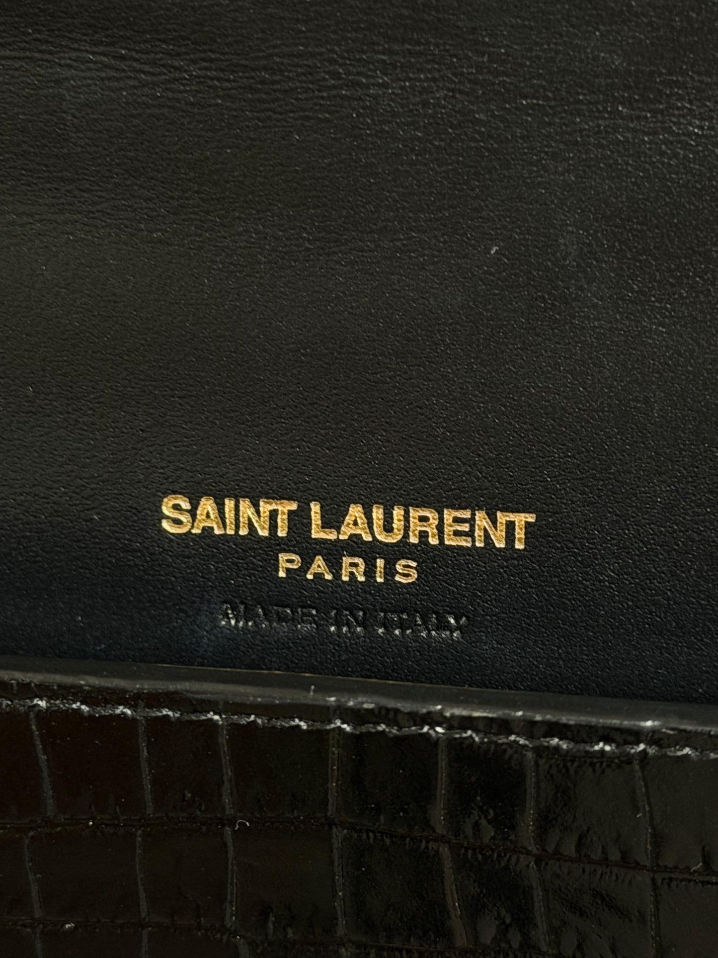 Saint Laurent Cassandre Bag Croc Embossed Leather Crossbody