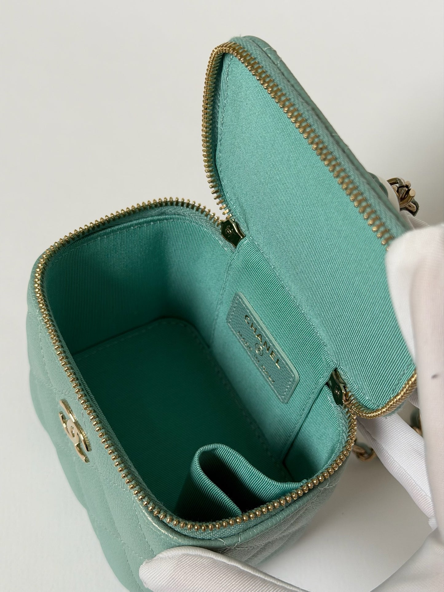 Chanel Quilted Lambskin Mini Vanity Bag coco Pearl