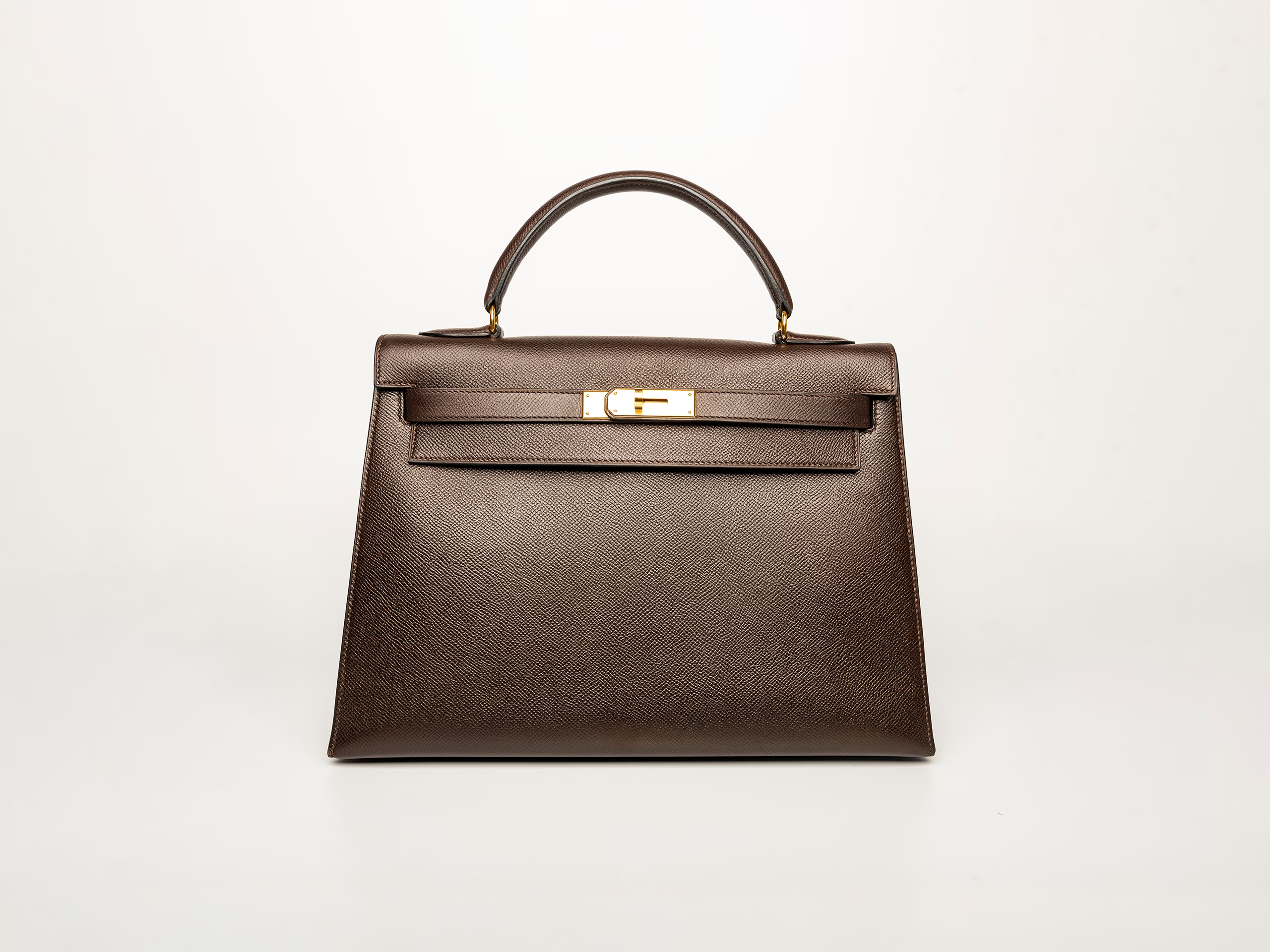 Hermes Kelly 32 Courchevel Chocolat Gold